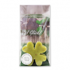 Sheep milk soap cloverleaf 2x35g in a cellophane bag "Viel Glück", Classic/Verbena 