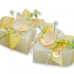 Schafmilchseife Herz groß 85g dekoriert mit Maiglöckchen, Classic 