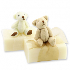 Schafmilchseife eckig 100g dekoriert mit Teddy, Classic 