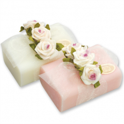 Sheep milk soap 100g decorated with roses, Classic/peony 