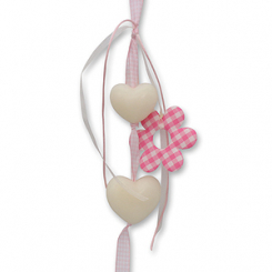 Schafmilchseife Herz mollig 30g/60g hängend, dekoriert mit Karoblume, Classic 