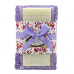 Schafmilchseife 100g und Gästehandtuch 30x50cm flieder "Vintage-Motiv 156", Classic 