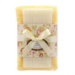 Sheep milk soap 100g and towel 30x50cm light orange "Vintage motif 20", Classic 