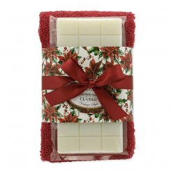 Sheep milk soap 100g and towel 30x50cm bordeaux "Vintage motif 213", Classic 