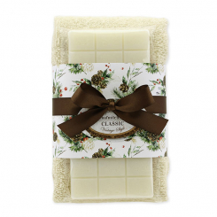 Sheep milk soap 100g and towel 30x50cm cream "Vintage motif 224", Classic 