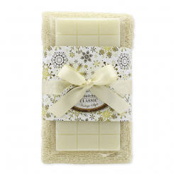 Sheep milk soap 100g and towel 30x50cm cream "Vintage motif 93", Classic 