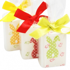 Sheep milk soap 100g decorated with a rabbit-ribbon in a cellophane, Classic 