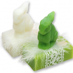 Sheep milk soap 100g decorated with a soap rabbit 40g, Classic/pear 
