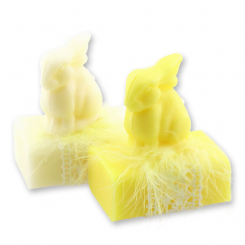 Sheep mik soap 100g decorated with a soap rabbit 40g, Classic/grapefruit 