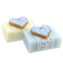 Sheep milk soap 100g decorated with a heart, Classic/'forget-me-not' 