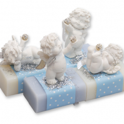 Sheep milk soap 100g decorated with an angel-Igor, Classic/'forget-me-not' 