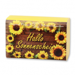 Schafmilchseife eckig 100g "Hallo Sonnenschein", Sonnenblume 