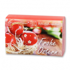 Schafmilchseife eckig 100g "Frohe Ostern", Hibiskus 