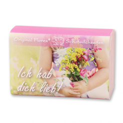 Sheep milk soap 100g "Ich hab dich lieb", Peony 
