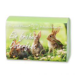 Schafmilchseife eckig 150g "Ein frohes Osterfest", Apfel 