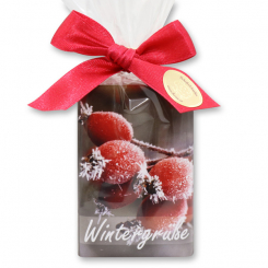 Schafmilchseife eckig 100g in Cello "Wintergrüße", Granatapfel 