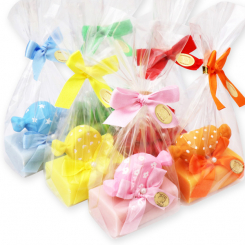 Sheep milk soap 100g decorated with candy decorations in a cellophane, sorted 
