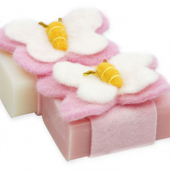 Sheep milk soap 100g decorated with a butterfly, Classic/magnolia 