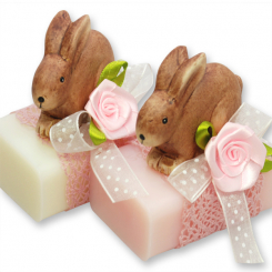 Sheep milk soap 100g decorated with a rabbit, Classic/jasmine 