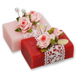 Sheep milk soap 100g decorated with a rose, Rose/peony 