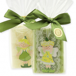 Sheep milk soap 100g decorated with a fairy in a cellophane, Classic/verbena 
