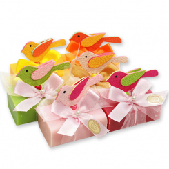 Sheep milk soap 100g decorated with a bird, sorted 