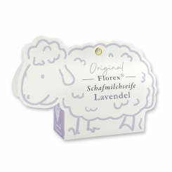 Schafmilchseife eckig 100g in der Schäfchen-Schachtel, Lavendel 