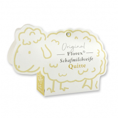 Schafmilchseife eckig 100g in der Schäfchen-Schachtel, Quitte 