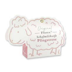 Schafmilchseife eckig 100g in der Schäfchen-Schachtel, Pfingstrose 