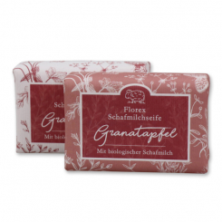 Schafmilchseife eckig 100g "Florentine" im gerillten Papier, Granatapfel 