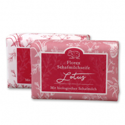 Schafmilchseife eckig 100g "Florentine" im gerillten Papier, Lotus 