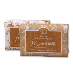 Schafmilchseife eckig 100g "Florentine" im gerillten Papier, Mandelöl 