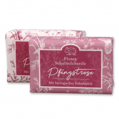 Sheepmilk soap 100g packed with florentine-sleeve, peony 