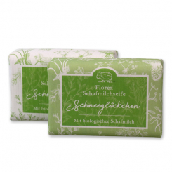 Schafmilchseife eckig 100g "Florentine" im gerillten Papier, Schneeglöckchen 