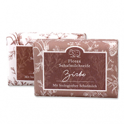 Sheepmilk soap 100g packed with florentine-sleeve, swiss pine 