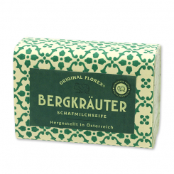 Schafmilchseife eckig 100g, "Handmade Paper" Bergkräuter 