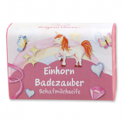 Schafmilchseife eckig 100g "Einhorn Badezauber", Blütenzauber 