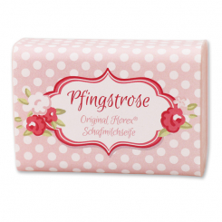 Schafmilchseife eckig 100g "Motiv Alles Liebe", Pfingstrose 