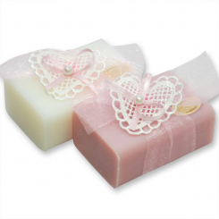 Sheep milk soap 100g decorated with a heart, Classic/ cherry blossom 