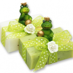 Sheep milk soap 100g decorated with a frog prince, Classic/verbena 