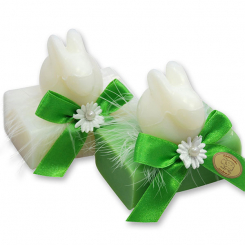 Schafmilchseife eckig 100g dekoriert mit Seife Hase 40g, Classic/Apfel 