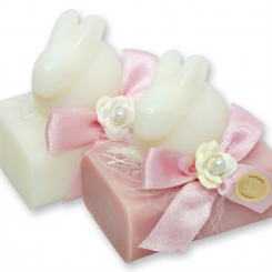 Sheep milk soap 100g decorated with a rabbit 40g, Classic/Cherry blossom 