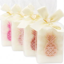 Schafmilchseife eckig 100g dekoriert mit Ananas in Cello, Classic 