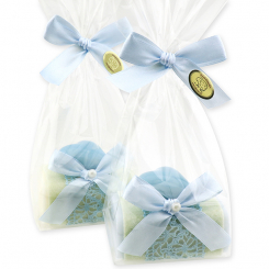 Sheep milk soap 100g decorated with a heart in a cellophane, Classic/'forget-me-not' 