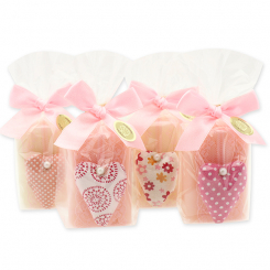 Sheep milk soap 100g decorated with a heart in a cellophane, Classic/peony 