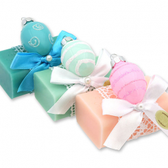 Schafmilchseife eckig 100g dekoriert mit Osterei, sortiert 