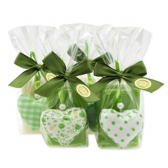 Sheep milk soap 100g decorated with a heart in a cellophane, Classic/pear 