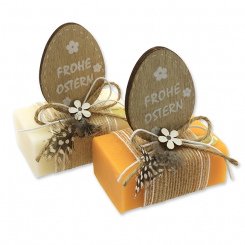 Schafmilchseife eckig 100g dekoriert mit Osterei, Classic/Ringelblume 