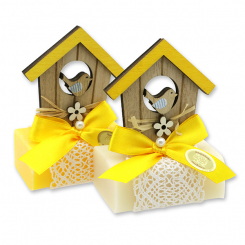 Schafmilchseife eckig 100g dekoriert mit Haus, Classic/Grapefruit 