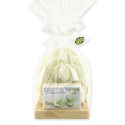 Soap set 3 pieces in a cellophane bag, Christmas rose white 